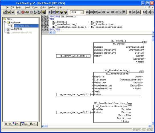 Step 4: Connect axis with PLCopen FBs 1: