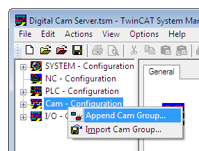 Configuration of the cam controller 1: