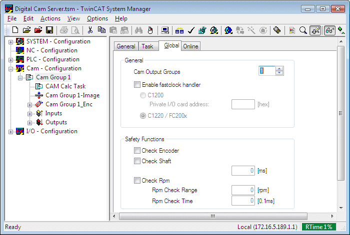 Configuration of the cam controller 3: