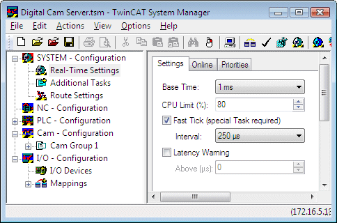 Configuration of the cam controller 4: