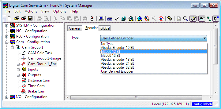 Encoder configuration 1: