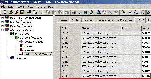 Configuration of ProfiDrives 7: