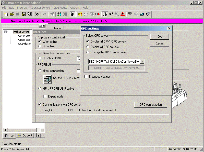 DriveCom Configuration for the CX1500-M310 2: