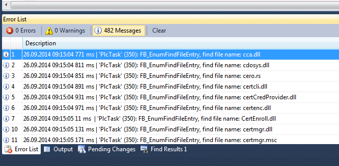 Example: File search (FB_EnumFindFileEntry, FB_EnumFindFileList) 1: