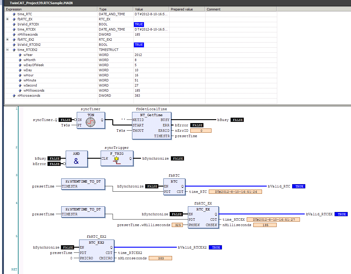 Example: Software clocks (RTC, RTC_EX, RTC_EX2) 1: