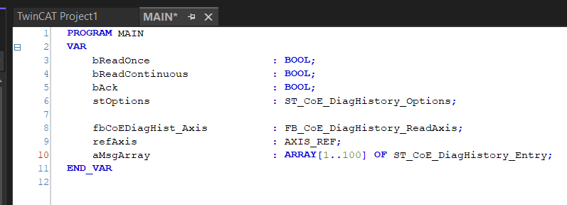 Tutorial for FB_CoE_DiagHistory_ReadAxis 3: