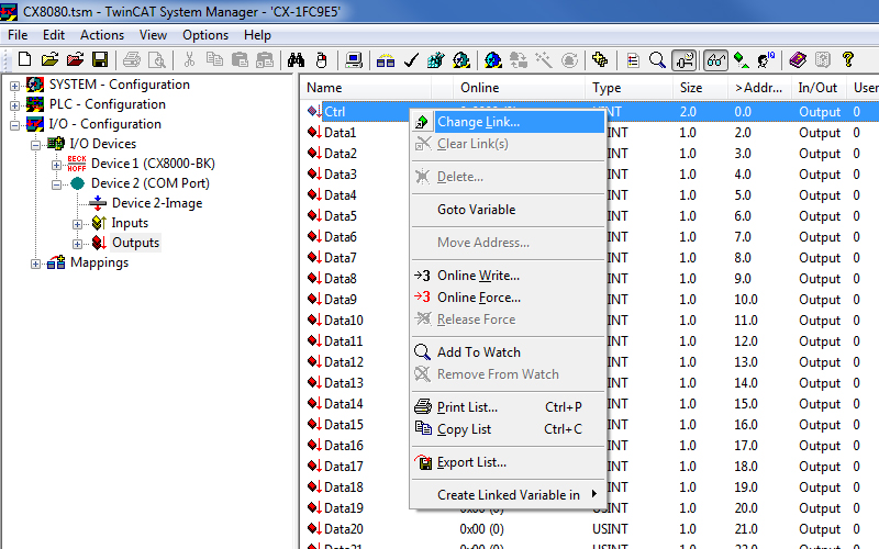 Settings when using the on-board RS485 interface 7: