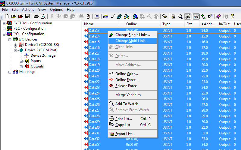 Settings when using the on-board RS485 interface 9: