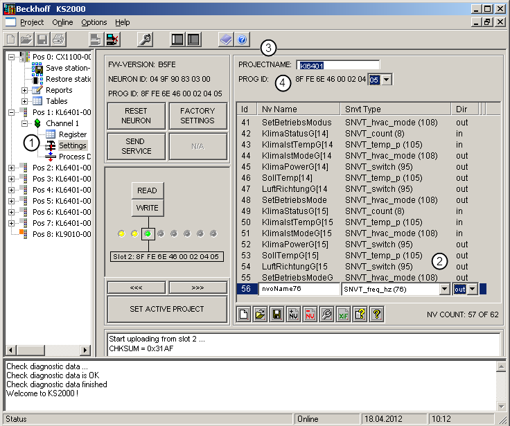 Configuration with KS2000 3: