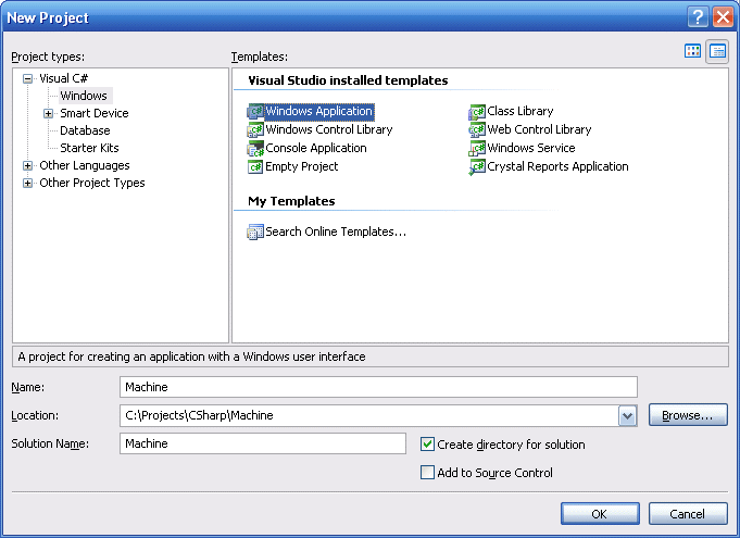 Example: machine with Microsoft Visual C# 1: