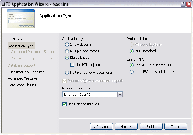 Example: machine with Microsoft Visual C++ .NET 2: