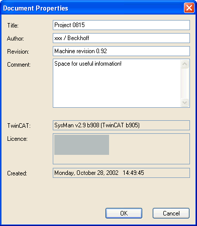 Document Properties Dialog 1: