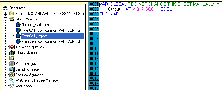 Variable links from the System Manager 4: