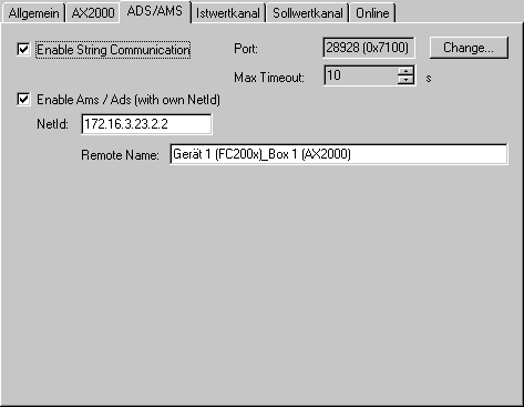ADS/AMS Settings at I/O-Devices 1: