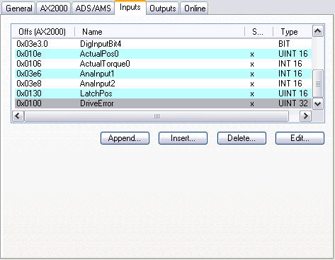 AX2xxx Drive Tab - Inputs 1: