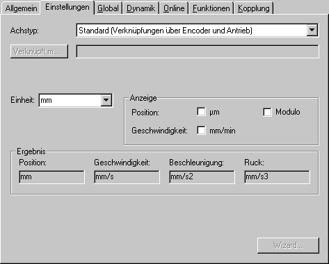 Axes - Settings dialog 1: