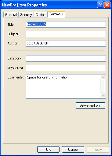 Document Properties Dialog 4: