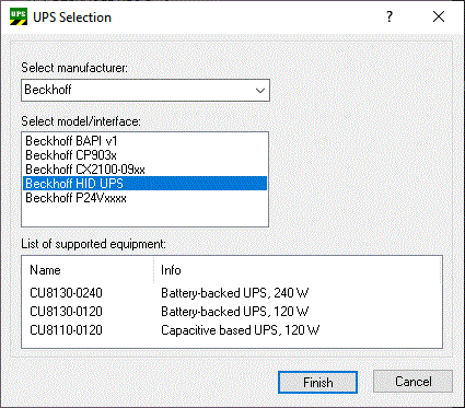 Configuration of the HID UPS 2: