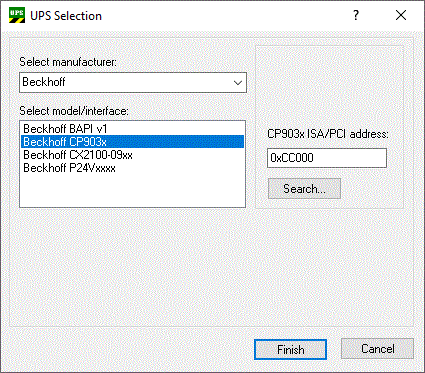 Configuration of the integrated 24V UPS at the CP903x card 2: