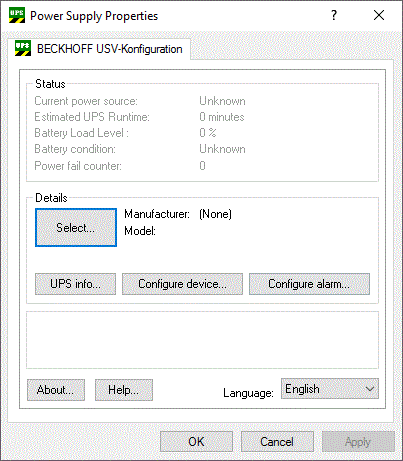 Configuration of the HID UPS 1: