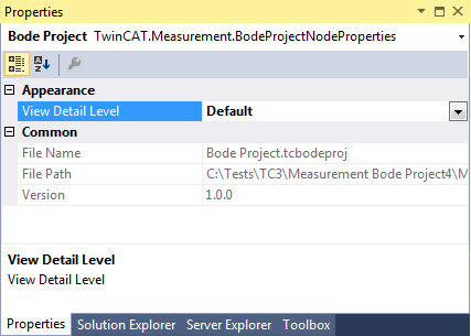 Bode Plot - Project properties 1: