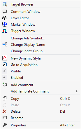 Channel context menu 1: