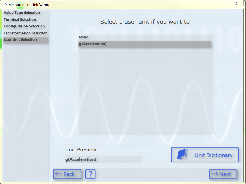 Configuring units with the aid of the Unit Wizard 5: