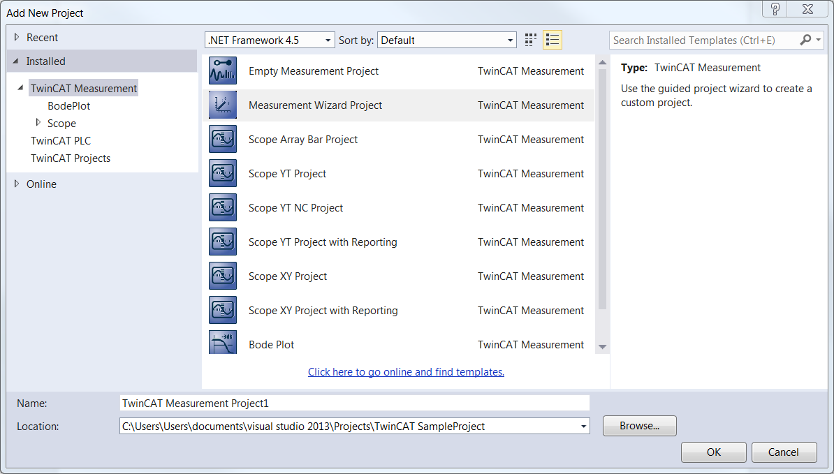 Creating and configuring a Measurement Wizard project 1: