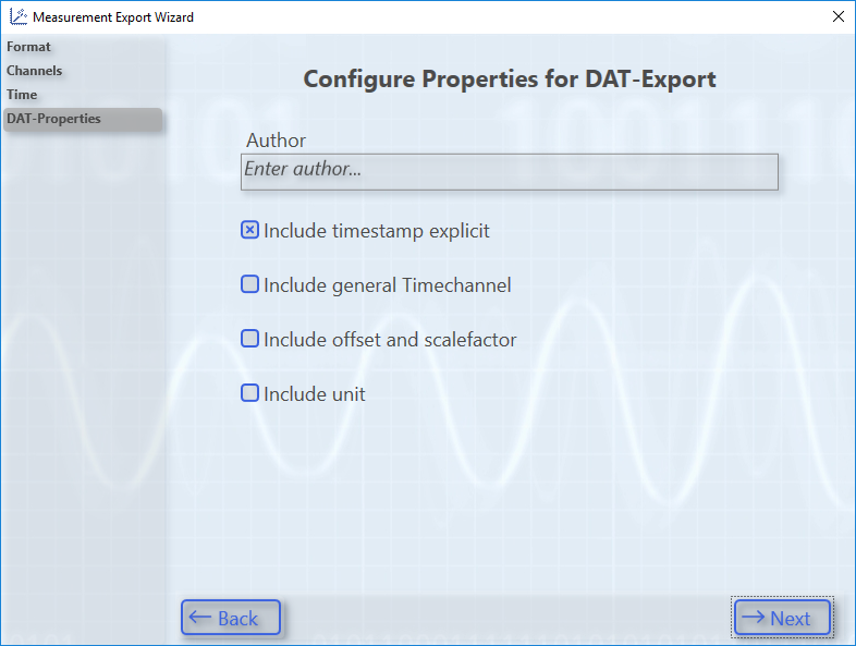 Export to dat 1: