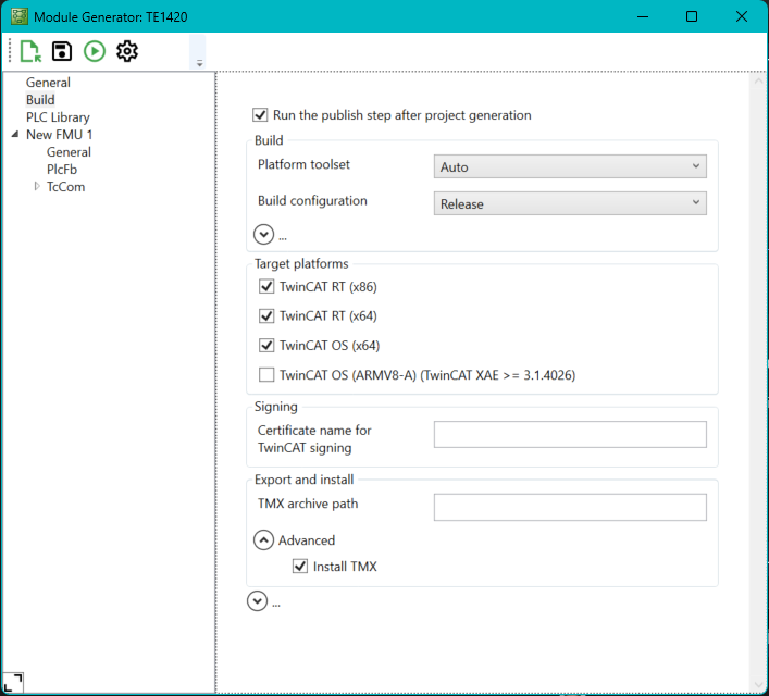 'Build' tab 1:
