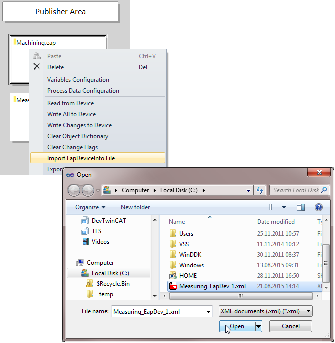Importing an EAP device configuration (EDC) file 1: