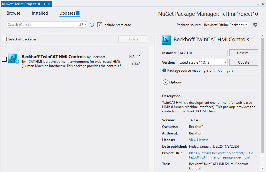 Updating a NuGet package 1: