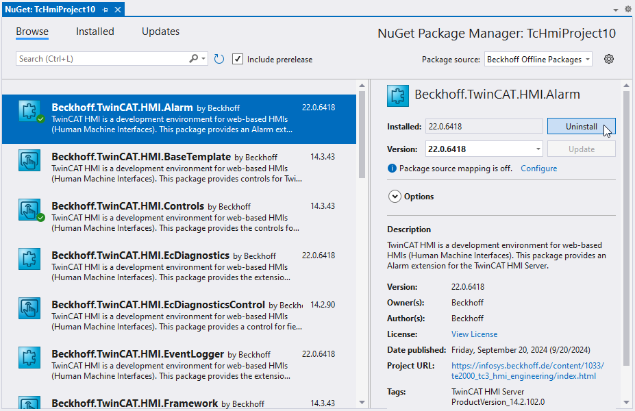 Uninstalling a NuGet package 2: