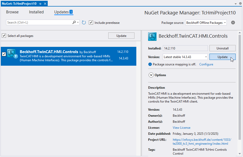 Updating a NuGet package 2: