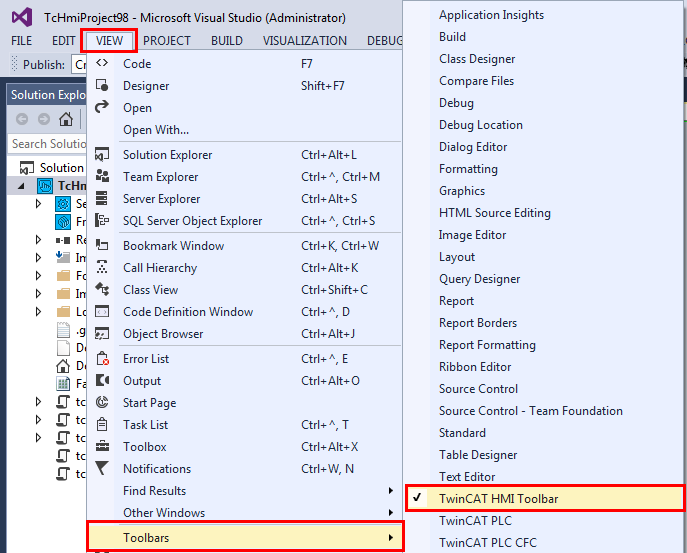 TwinCAT HMI Toolbar 1: