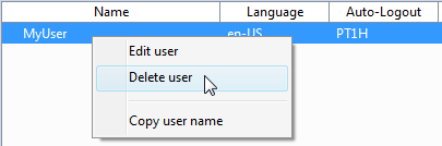 Deleting a user 1: