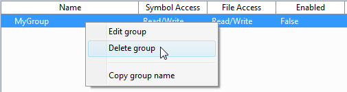 Deleting a user group 1: