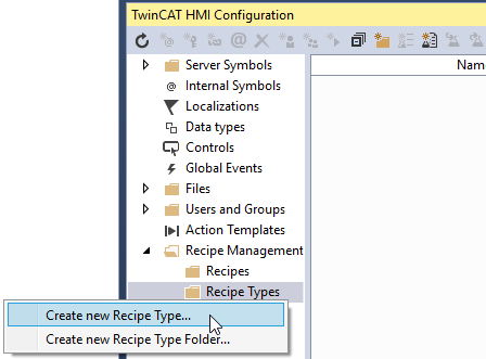 Create new recipe type 1: