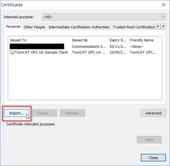 Installing the Client certificate 2: