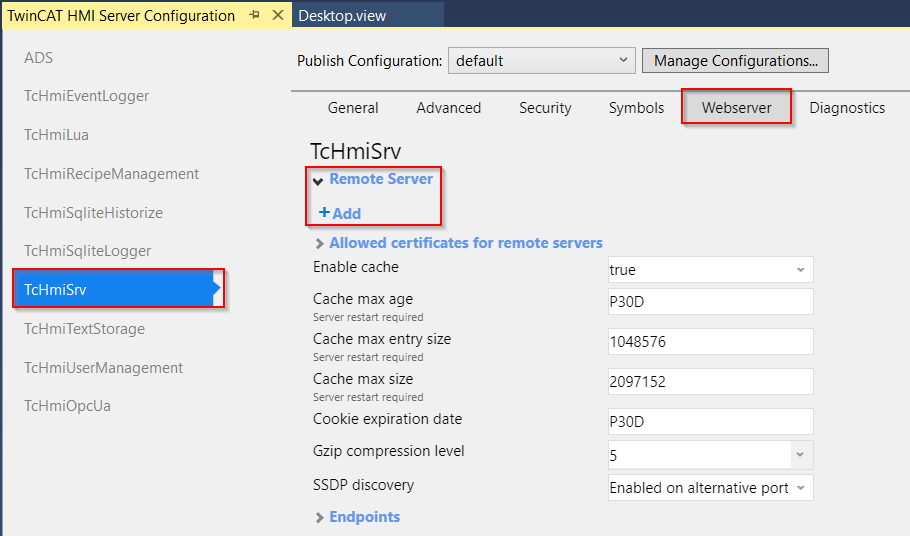 Configure connection 1: