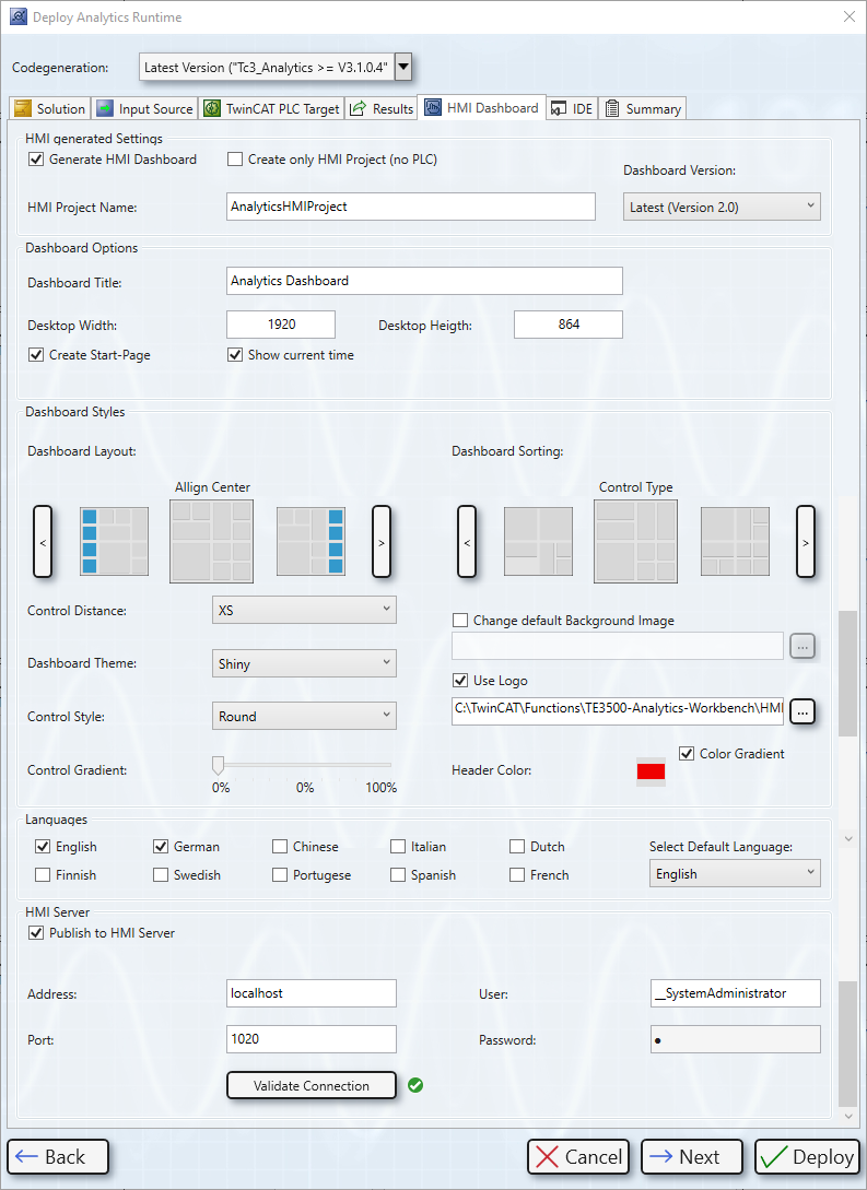 Dashboard Configuration 1: