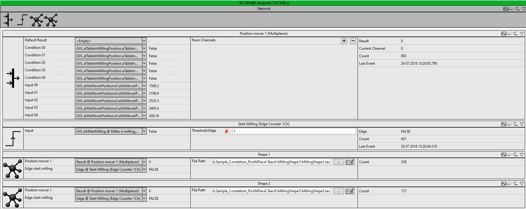 Pick-and-place application: correlation 1: