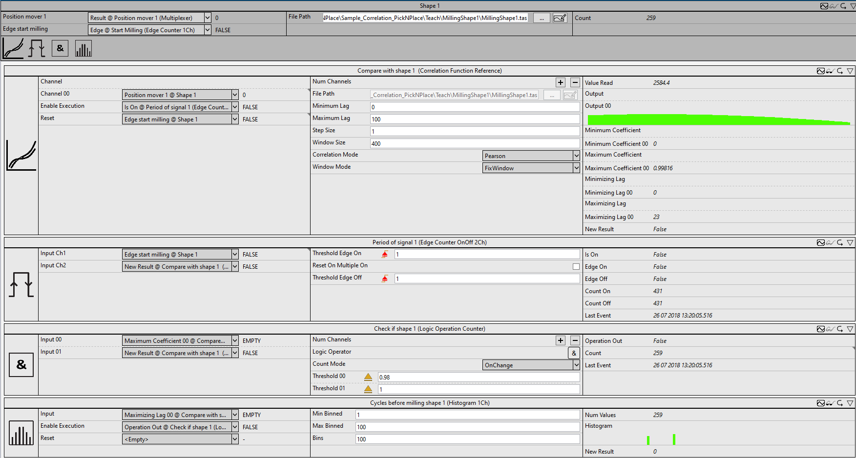 Pick-and-place application: correlation 2: