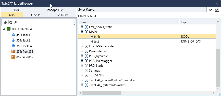 TwinCAT Target Browser 1: