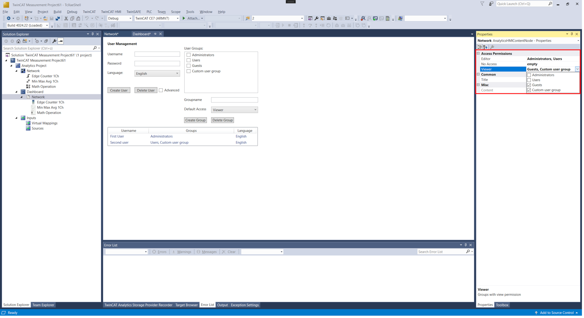 Configure access rights 1: