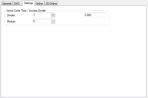 “Settings” tab 1: