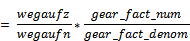Gearbox ratio numerator/denominator 2: