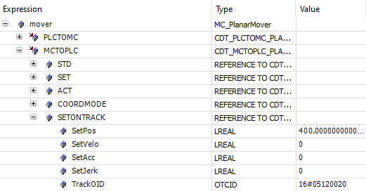 Example "Synchronization movement over two Planar tracks" 9: