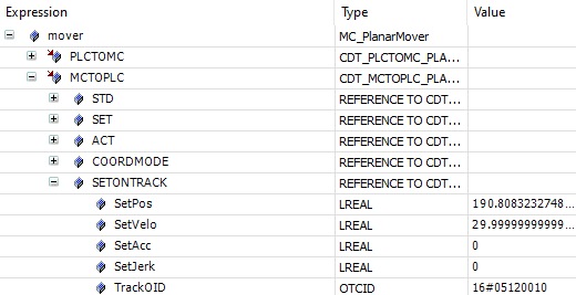 Example "Synchronization movement over two Planar tracks" 7: