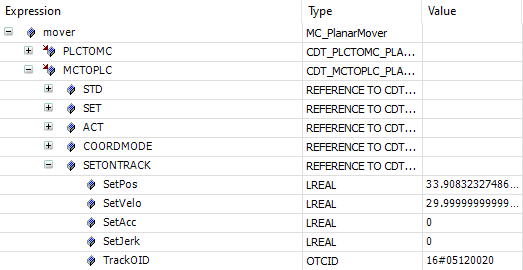 Example "Synchronization movement over two Planar tracks" 8: